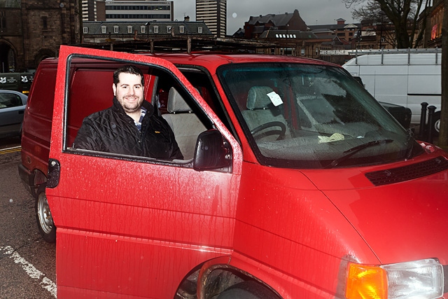 Landlord of the Flying Horse, Ben Boothman, with his trusty old van