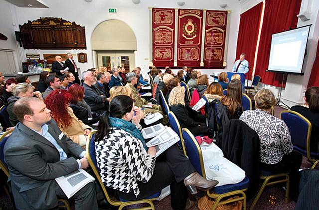 Veterans in Communities manager Bob Elliott addresses the Armed Forces information event.