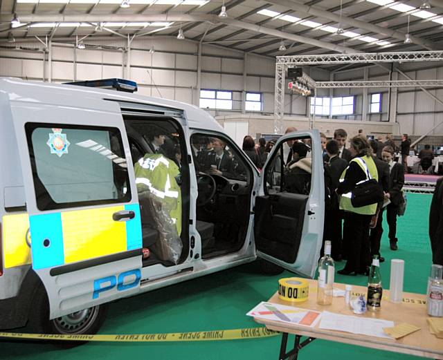 Drawing the largest and most animated crowd was the Crime Investigation Team from Greater Manchester police who gave students the opportunity to get involved in some serious, hands-on CSI-style sleuthing