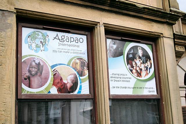 Mary Hindle Centre in Haslingden with the Agapao signs still in the window