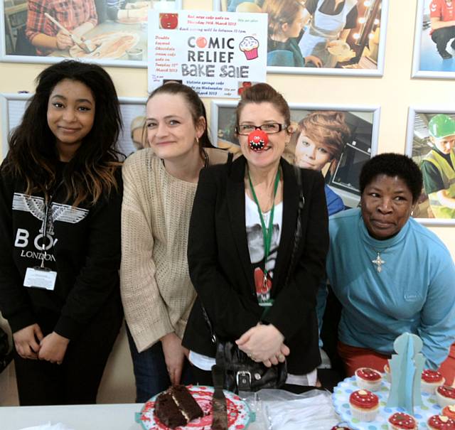 Business students and staff sell cakes for Red Nose Day