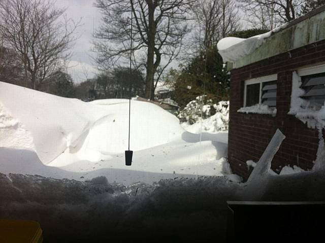 Severe snow drifts on Honresfeld driveway restricting access for emergency services