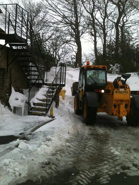 Severe snow drifts on Honresfeld driveway restricting access for emergency services