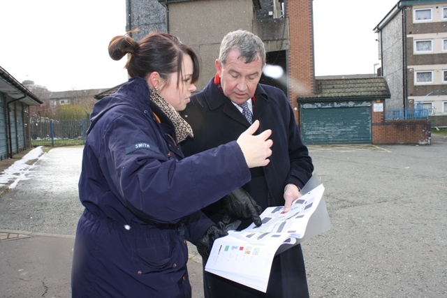 RBH Development Project Manager Gemma Glossop shows David Rodgers the site of proposed new co-operative housing on Toad Lane