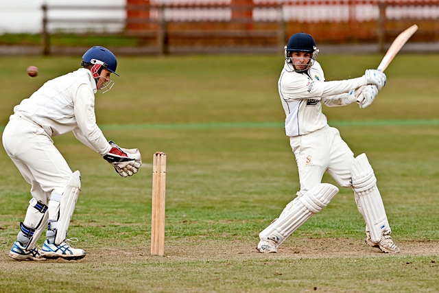 Lee Crabtree hits the winning shot <br>Milnrow CC v Rochdale CC