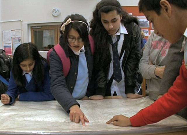 Year 7 learners from Matthew Moss High School using archived maps