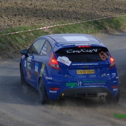 Newhey International rally co-driver, Joe Cruttenden, competing in the second round of the Belgian Rally Championship on the TAC Rally based in the town of Tielt