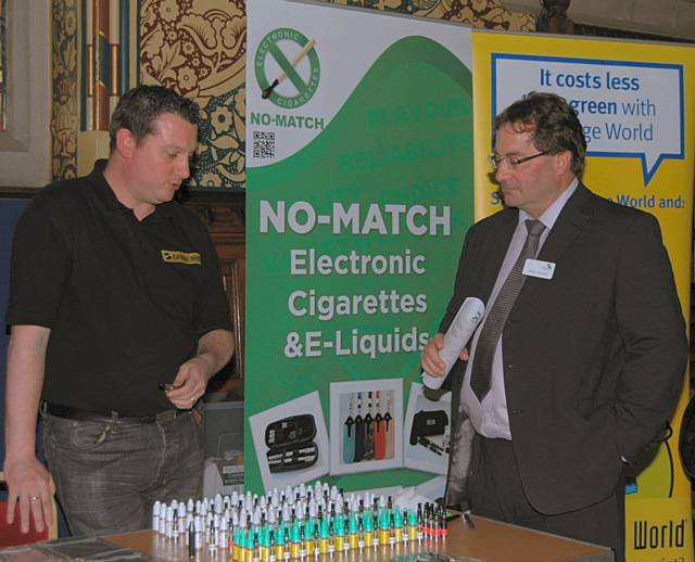 John Hudson, Chief Executive of Rochdale Development Agency, at the No Match Electronic Cigarettes stand