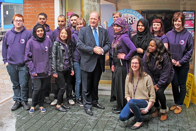 MP for Rochdale Simon Danczuk with the pop-up shop volunteers