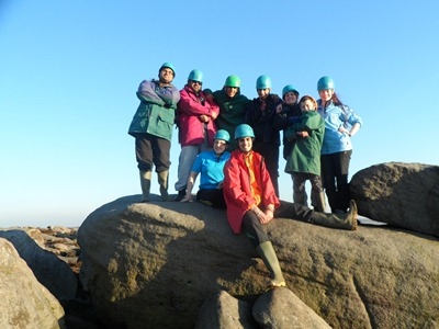 Members of Rochdale Youth Forum on a rock climbing exercise