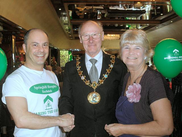 David Bowman-Powell, manager of Peacock Room; Mayor, James Gartside and Vivien Thompson