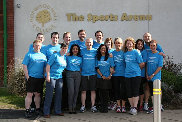 Hopwood Hall College staff getting ready for the Bupa Manchester 10K run