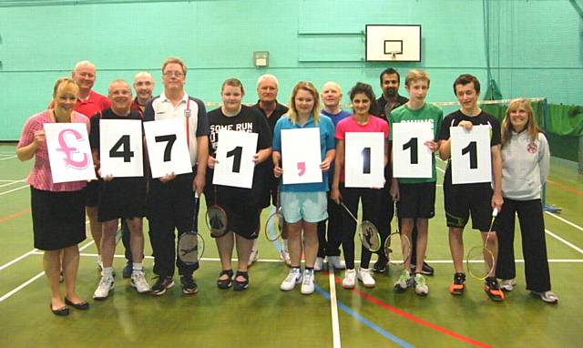 Julie Durrant, Active Communities Manager for Link4Life (left) breaks the good news to local badminton players.