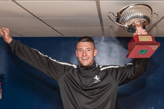 Rochdale Online Alliance League President's Cup Final<br />Woodbank captain James MacDonald raises the trophy