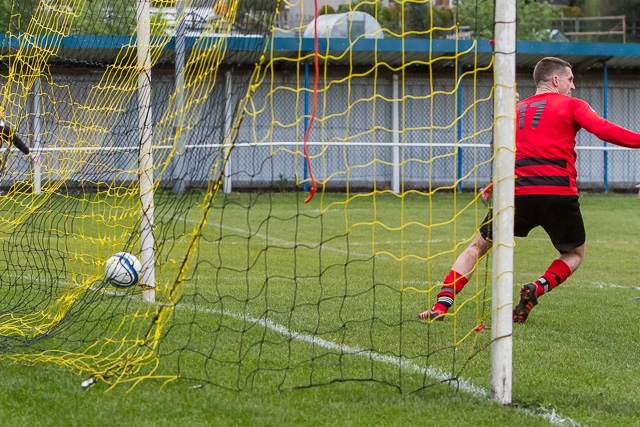 Rochdale Online Alliance League President's Cup Final<br />Jake Hancock turns to celebrate Danny Fletcher's goal