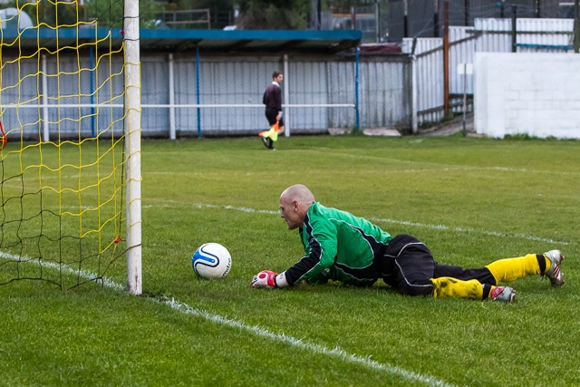 Rochdale Online Alliance League President's Cup Final<br />Jake Hancock's low shot beats Marc Scowcroft in the Wardle goal