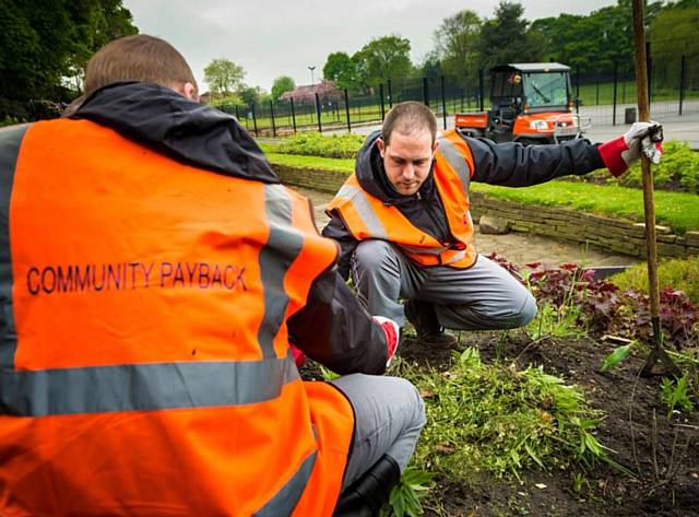 Offenders carrying out Community Payback plant a range of flowers in Springfield Park