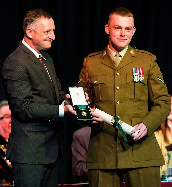 Lance Corporal Stephen Shaw with Heywood Councillor and Lead Member for the Armed Forces, Councillor Alan McCarthy