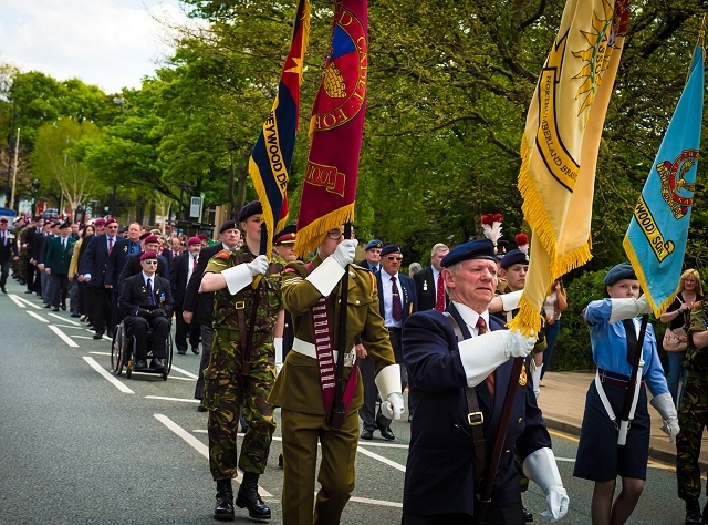 During the afternoon, crowds lined the streets to see a parade by the Lancashire Veterans Association