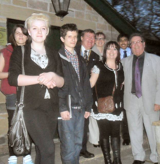 The Rotary Club of Heywood, Councillor Peter Rush and pupils of Matthew Moss High school, at their annual public speaking event