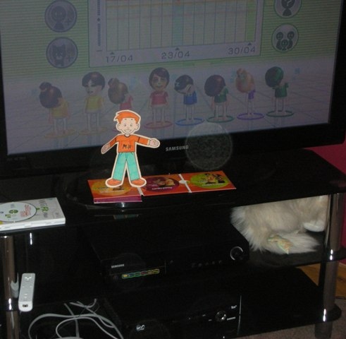 Flat Stanley visiting Nanna and playing on the Wii 