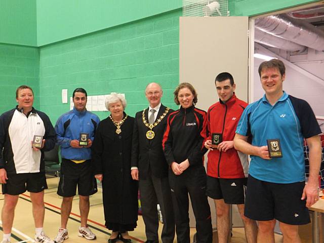 Alpha Whitworth winners of the League Competition being presented their trophies by the Mayor and Mayoress
