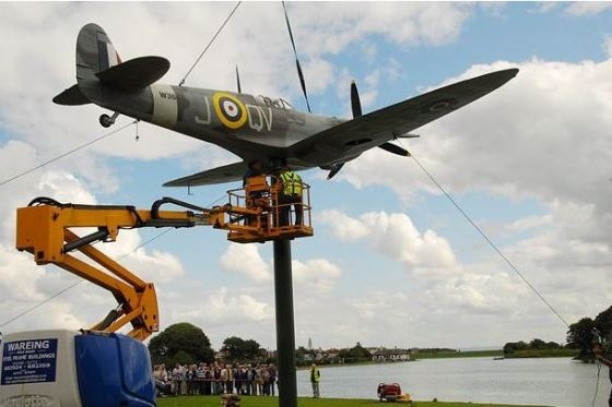 Sergeant Allan Leaver-Ridings was flying Spitfire W3644 when he was shot down and killed over Devon on June 23, 1942. A £6,500 replica of his Spitfire will be installed at Lytham St Annes, his mother Edith's home town. 