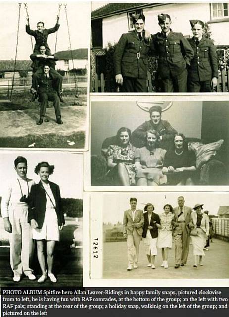 Sergeant Allan Leaver-Ridings in happy family snaps, pictured clockwise from top left; having fun with RAF pals (at the bottom of the group), on the left with RAF pals, standing at the rear of the froup, a holiday snap walking on the left of the group, and pictured on the left.