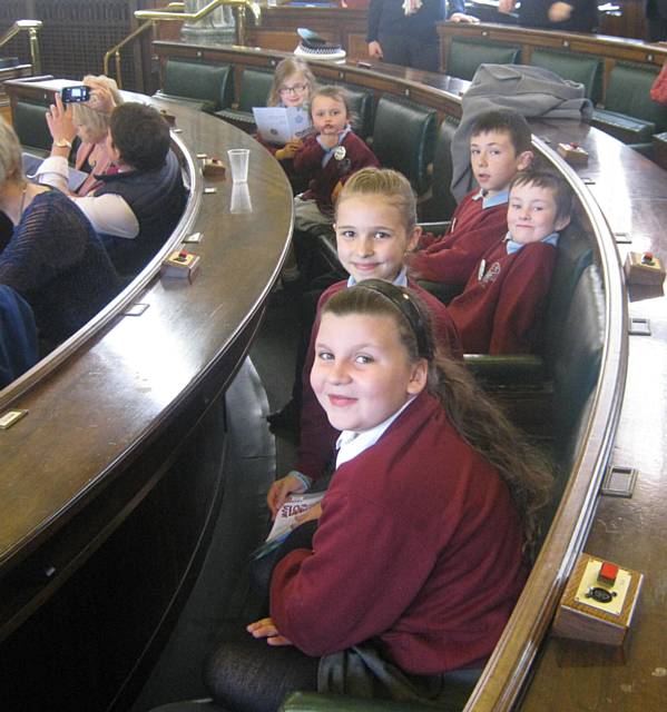 The Eco-School Council, St John with St Michael CE Primary School, waiting to give thier presentation