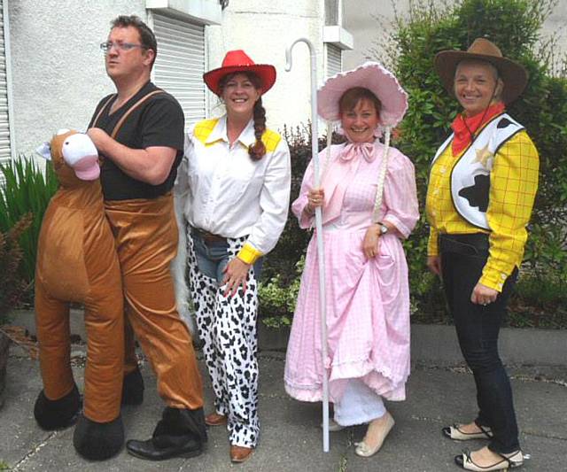 Andy Kelly and 'friends' at The Fancy Dress Shop Rochdale