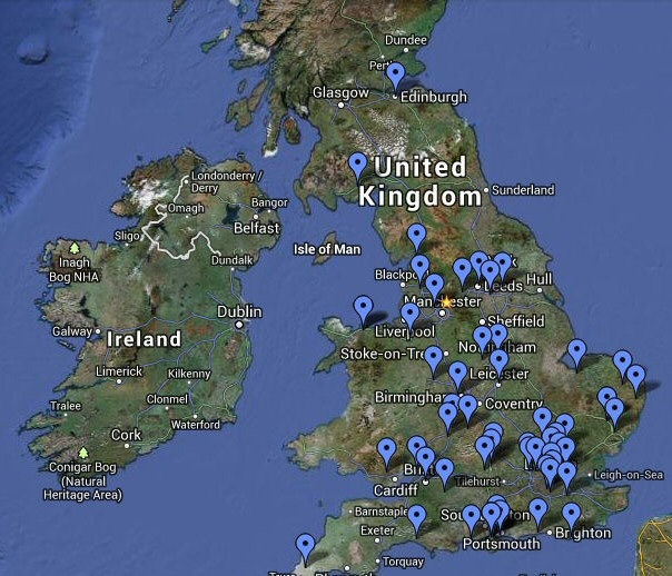 A map showing where Dale Trust exiles are from within the UK