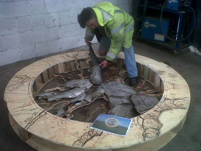 Garry Lavin assembling the forged branches for the Norden wishing tree