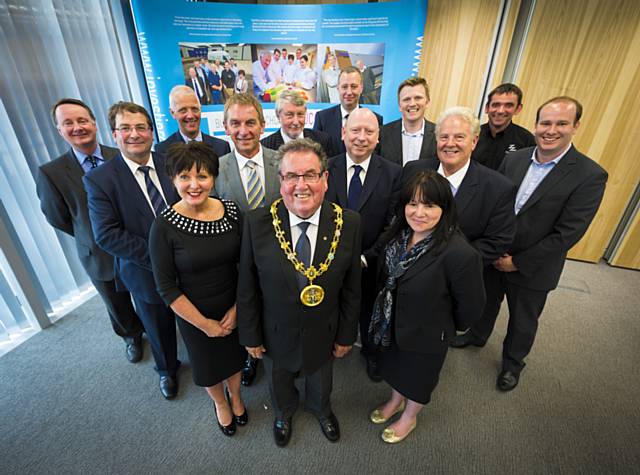 Mayor, Councillor Peter Rush, and some of the business leaders that attended the event are (middle row, left-right) RDA Chief Executive John Hudson, RDA Chairman Phil Ewbank, Councillor Peter Williams and RDA Board member Chris Gilmartin