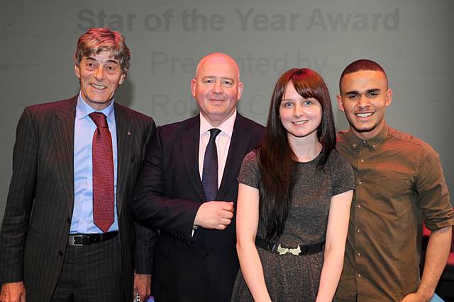 Gold Star Award Winner 2013, Laura Conroy with the College’s Chairman of the Board of Governors, Robert Clegg, College Principal Derek O’Toole and special guest speaker Ashley John-Baptiste