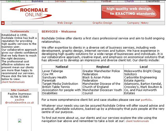 Rochdale Online Web Design 2003