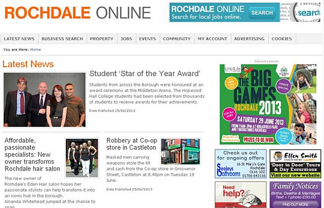 Rochdale Online Home Page June 2013