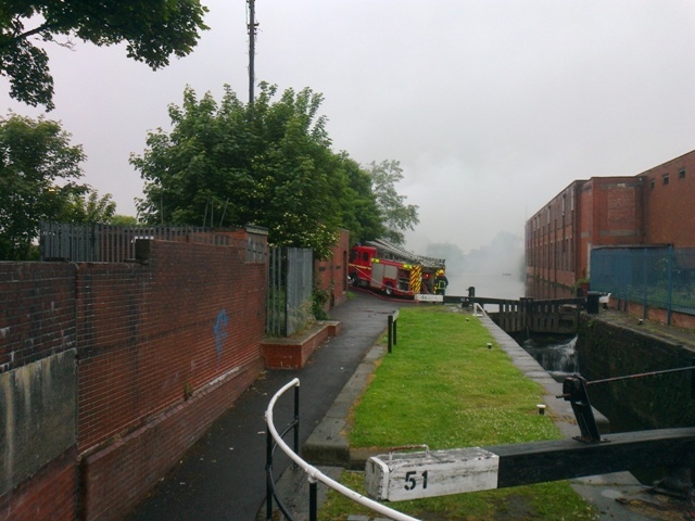 Smoke is billowing over Castleton tonight (27/6/13) as the old engineering firm W.R Anderton building, Maltings Lane, near Castleton railway station is on fire