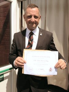 Rochdale Armed Forces Champion Alan McCarthy honorary member of the Aden Veterans Associiation