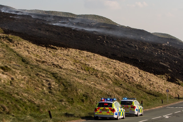 Moorland fire at Blackstone Edge