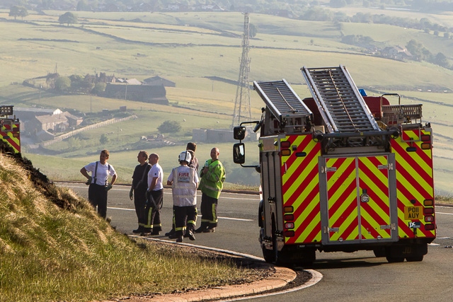 Fire-fighters tackle moorland fire at Blackstone Edge