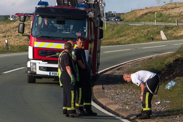 Fire-fighters tackle moorland fire at Blackstone Edge