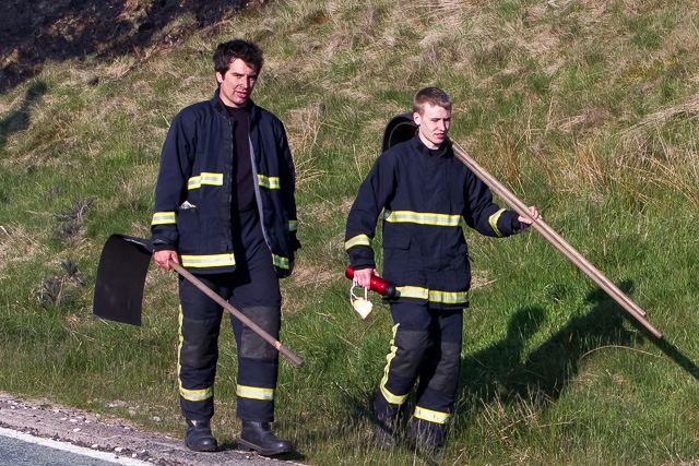 Fire-fighters tackle moorland fire at Blackstone Edge earlier this month