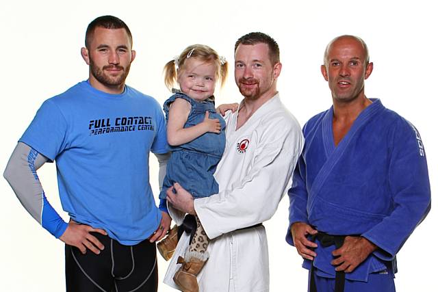 Martin Stapleton (left) Kevin Merriman with Ella Chadwick (centre), Simon Jackson (right)
