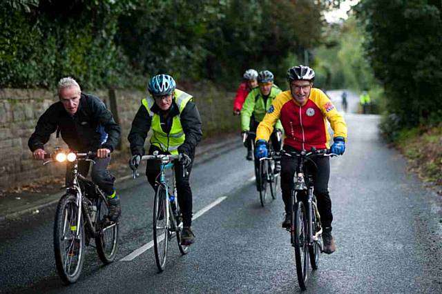 Road cyclists taking part in South Pennines Walk and Ride Festival 