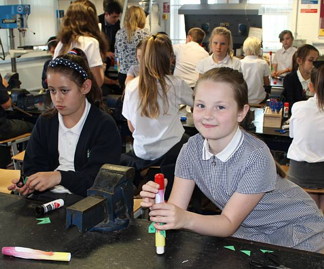 All Soul's Primary School making rockets at Siddal Moor Sports College