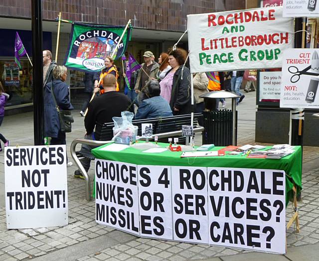 New Directions strikers’ march past the Peace Group stall