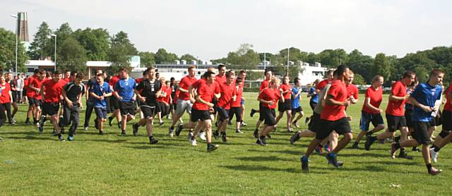 Hopwood Hall College sports and public services students at the start of the 5km run in aid of Help for Heroes