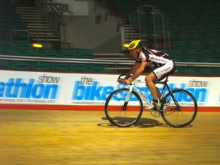 Jim Kennedy in training at the Manchestster Velodrome