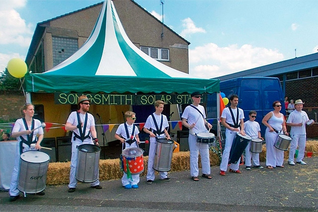 Samba style drums and dancing at Darnhill Summer Festival