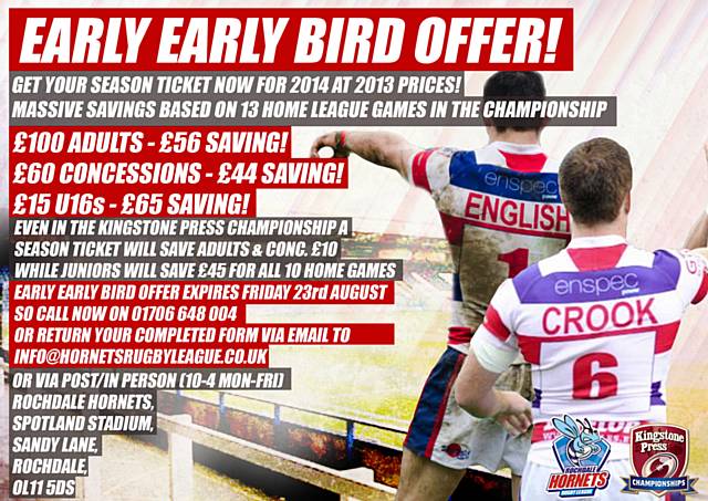 Book your 2014 season ticket this Thursday for a massive saving!
